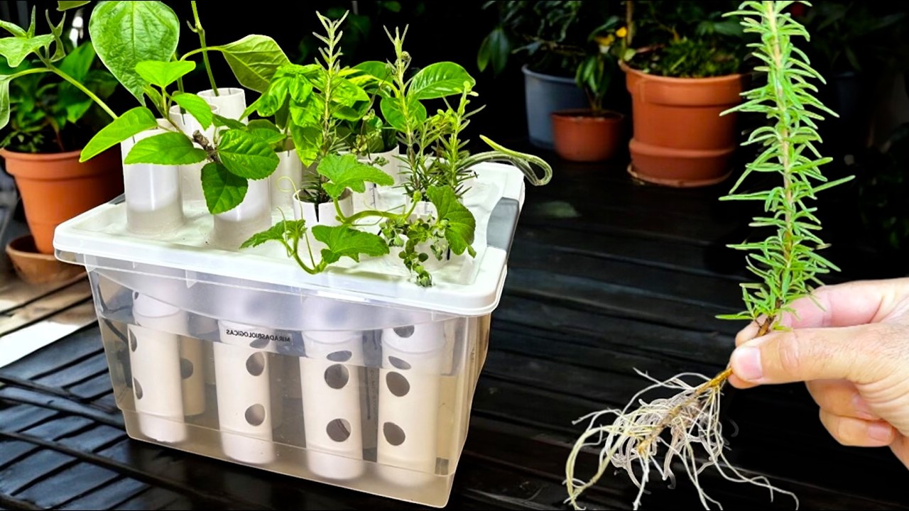 Metoda podlewania knotowego, która zapobiega wysychaniu roślin w pomieszczeniach o niskiej wilgotności.